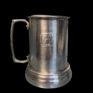 Vintage Playboy Bunny Tankard – Aluminum Metal Stein Mug with Glass Bottom, 5"